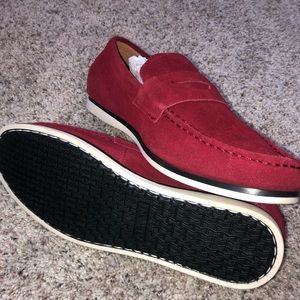 Red Velvet-Suede Alfani Loafers